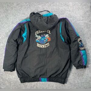 vintage 90s Charlotte Hornets Starter pullover hooded puffer jacket